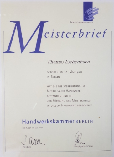 Meisterbrief Eschenhorn